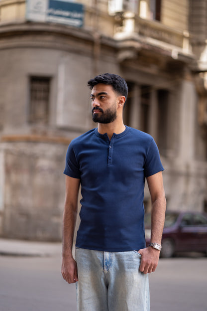 Men's Premium Ribbed Henley T-Shirt - Modern Comfort & Versatile Style
