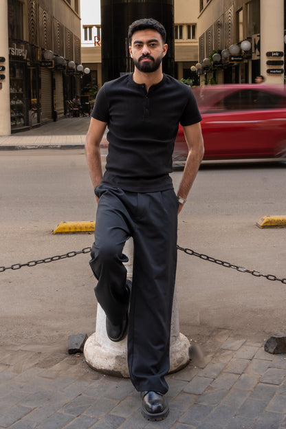 Men's Premium Ribbed Henley T-Shirt - Modern Comfort & Versatile Style