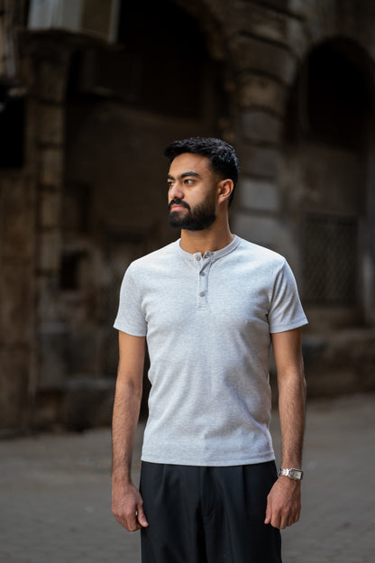 Men's Premium Ribbed Henley T-Shirt - Modern Comfort & Versatile Style